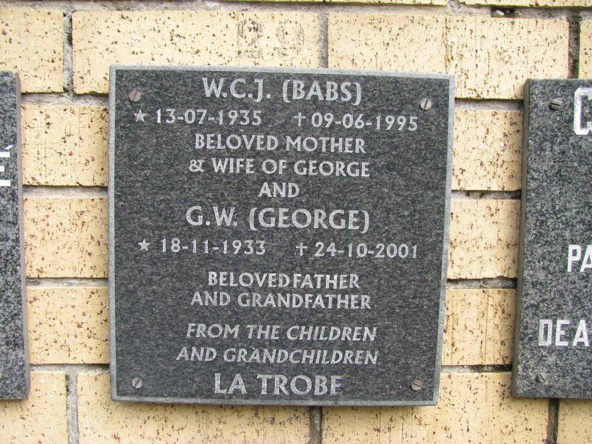 TROBE G.W., la 1933-2001 &amp; W.C.J. 1935-1995