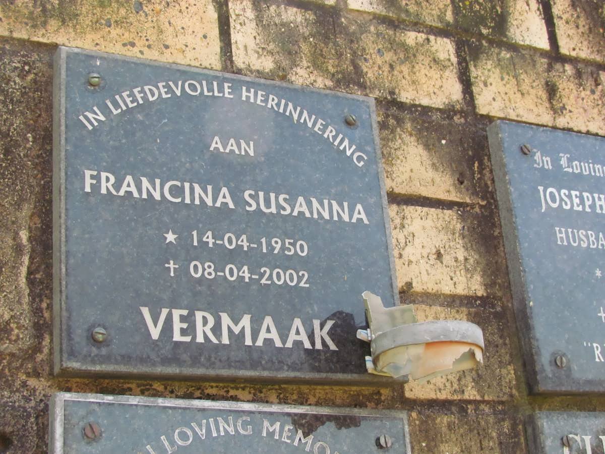 VERMAAK Francina Susanna 1950-2002