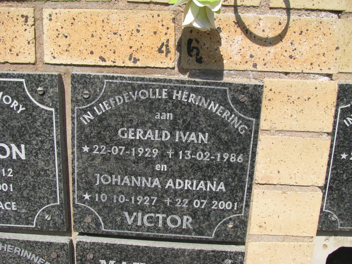 VICTOR Gerald Ivan 1929-1986 &amp; Johanna Adriana 1927-2001