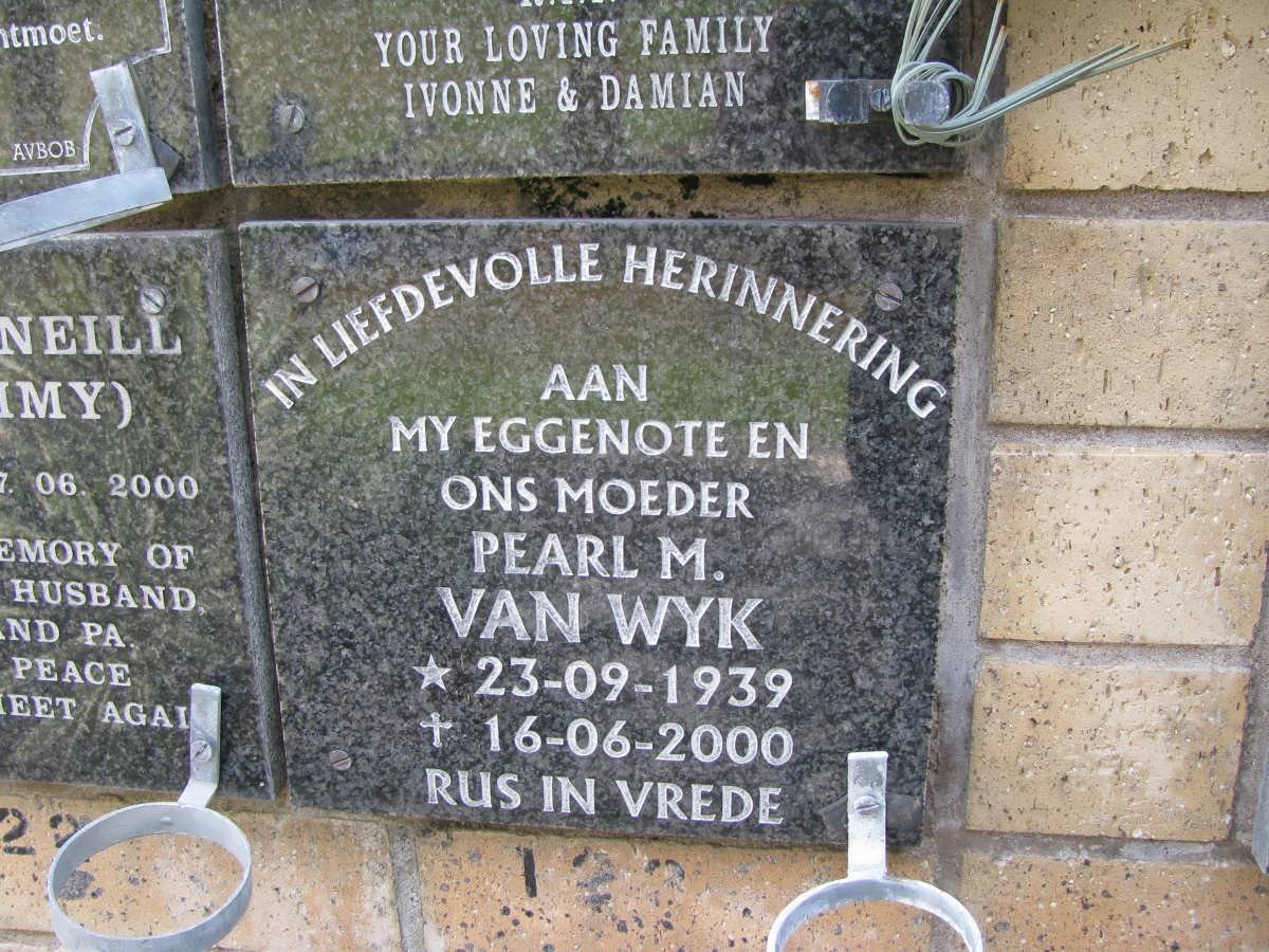 WYK Pearl M., van 1939-2000