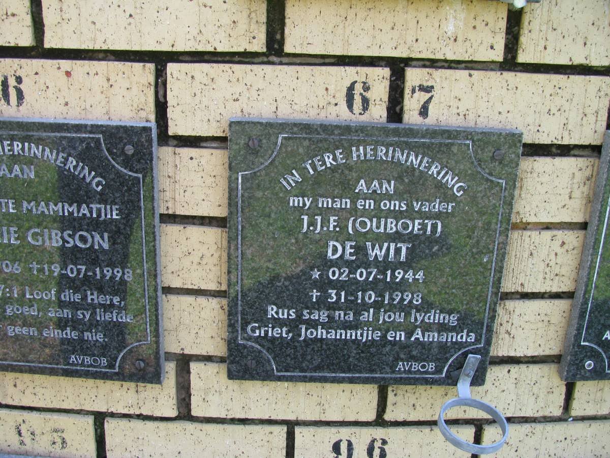 WIT J.J.F., de 1944-1998