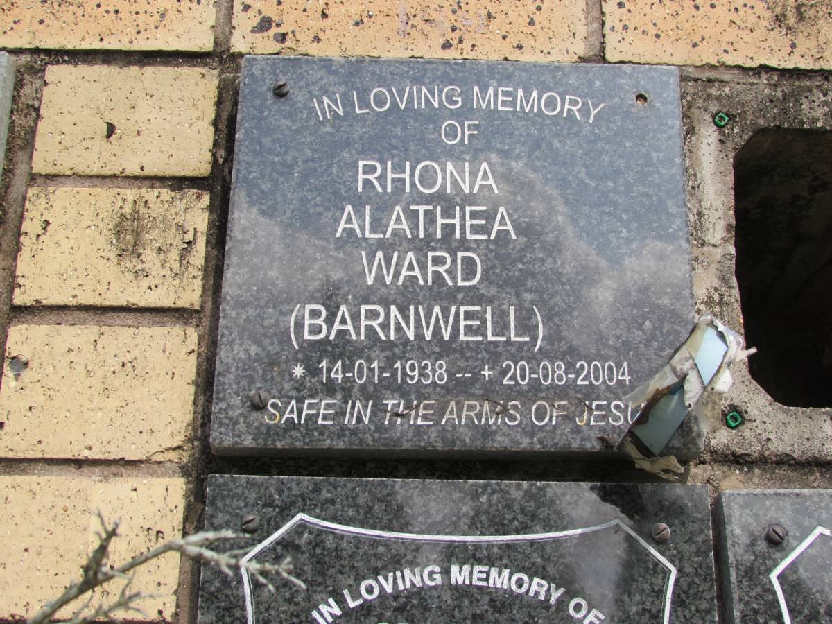 WARD Rhona Alatea nee BARNWELL 1938-2004