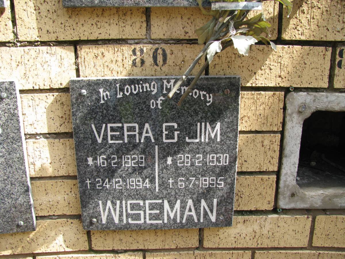 WISEMAN Jim 1930-1995 &amp; Vera 1929-1994