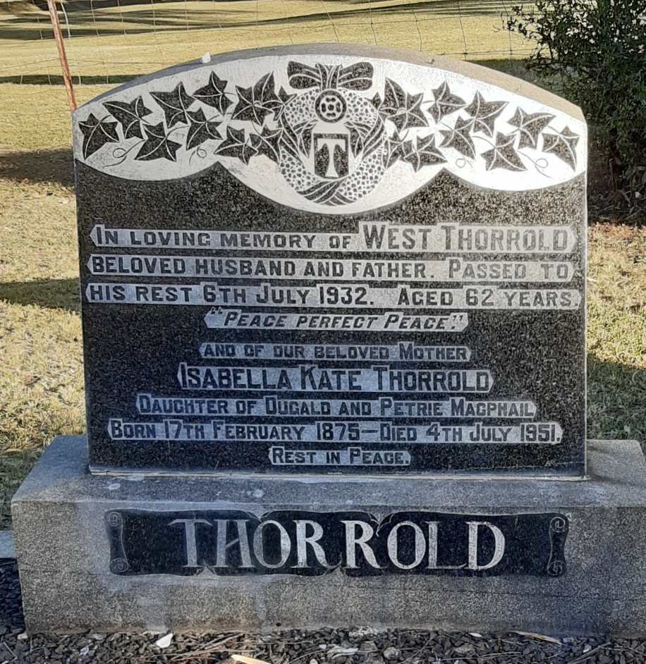 THORROLD West -1932 &amp; Isabella Kate MACPHAIL 1875-1951