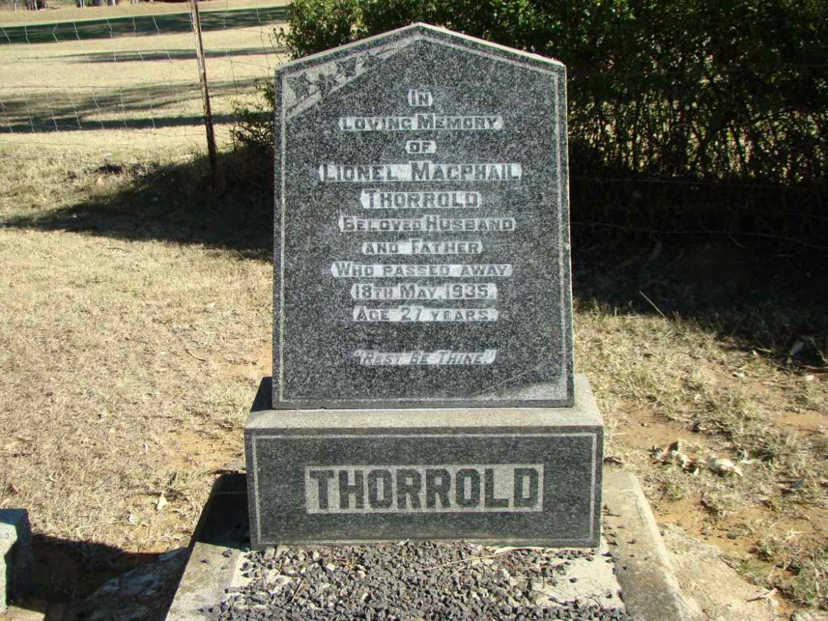 THORROLD Lionel Macphail -1935