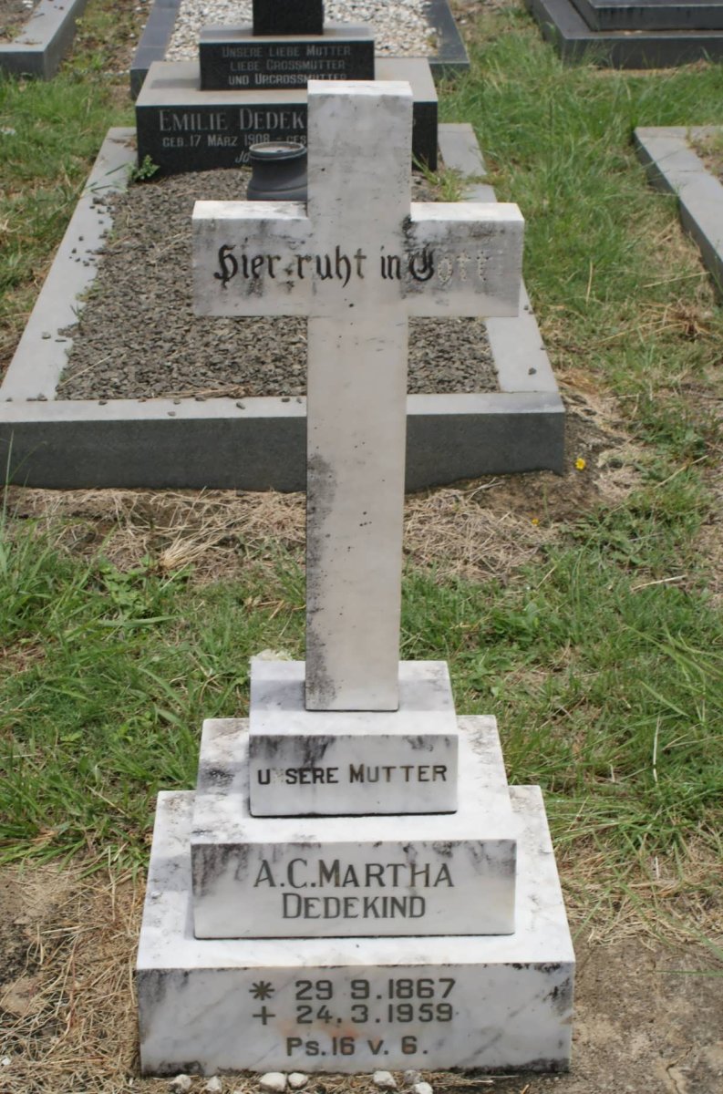 DEDEKIND A.C. Martha 1867-1959