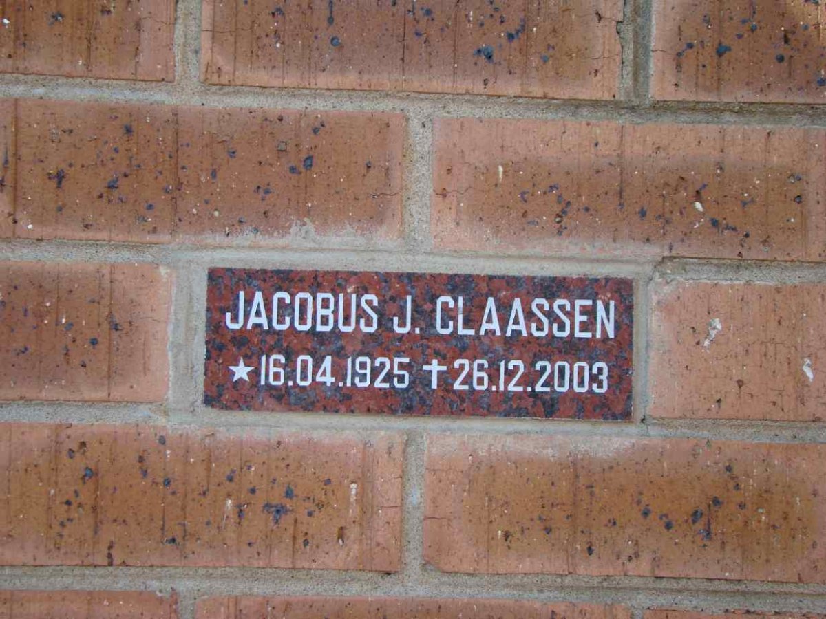CLAASSEN Jacobus J. 1925-2003