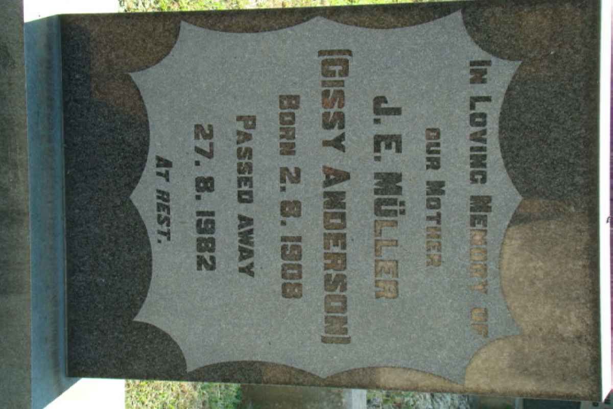ANDERSON J.E. nee MULLER 1908-1982