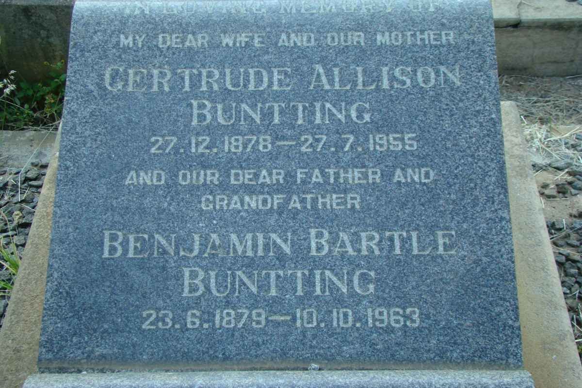 BUNTTING Benjamin Bartle 1879-1963 &amp; Gertrude Allison 1878-1955