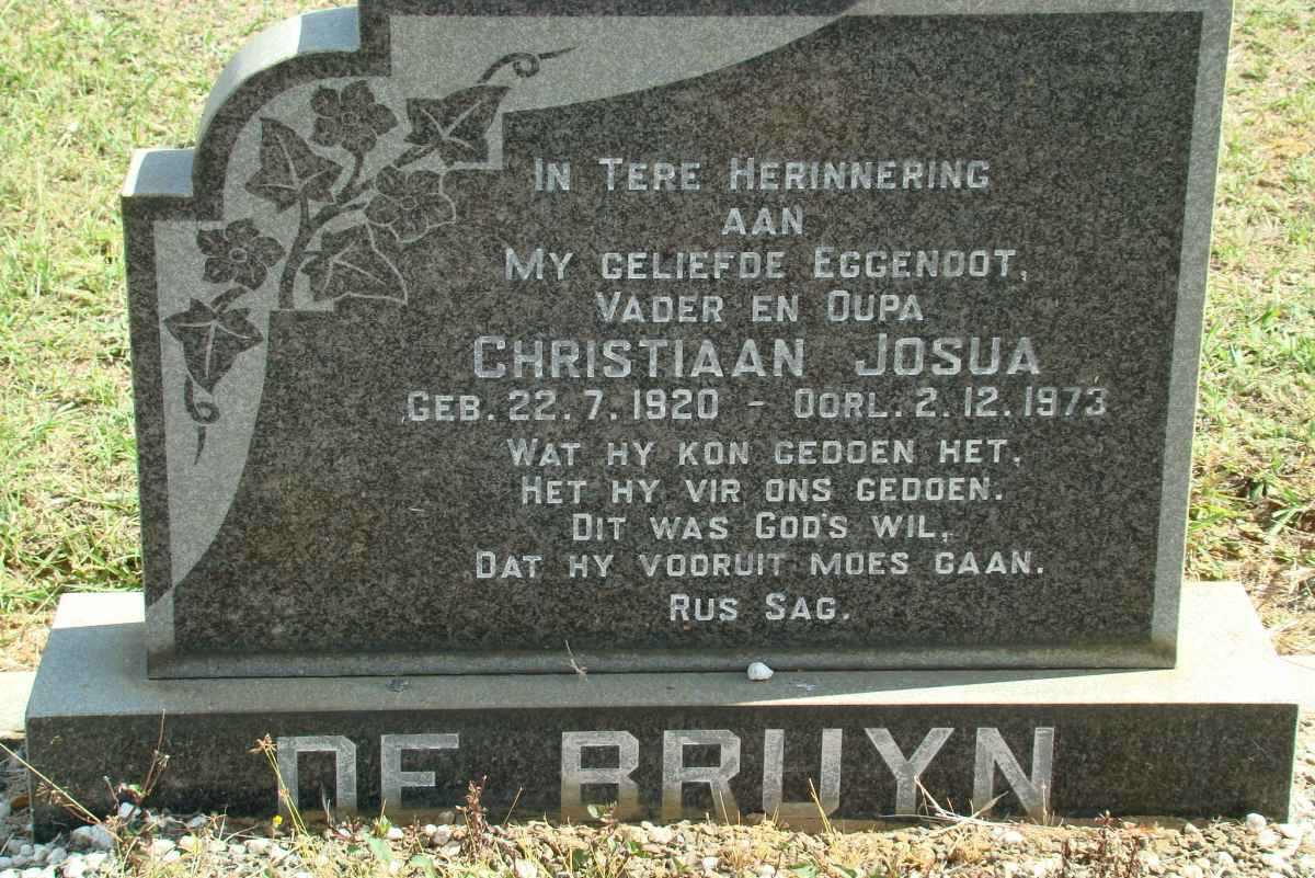 BRUYN Christiaan Josua, de 1920-1973