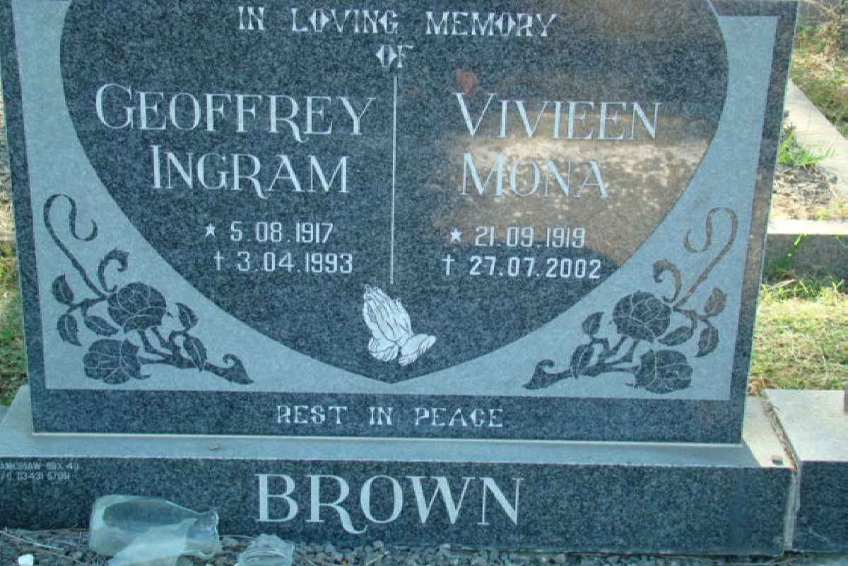 BROWN Geoffrey Ingram 1917-1993 &amp; Vivieen Mona 1919-2002