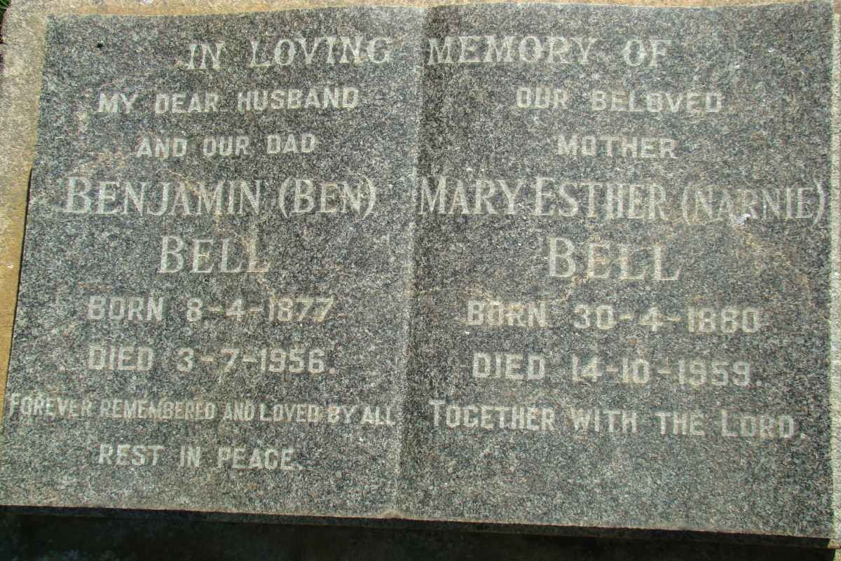 BELL Benjamin 1877-1956 &amp; Mary Esther 1880-1959