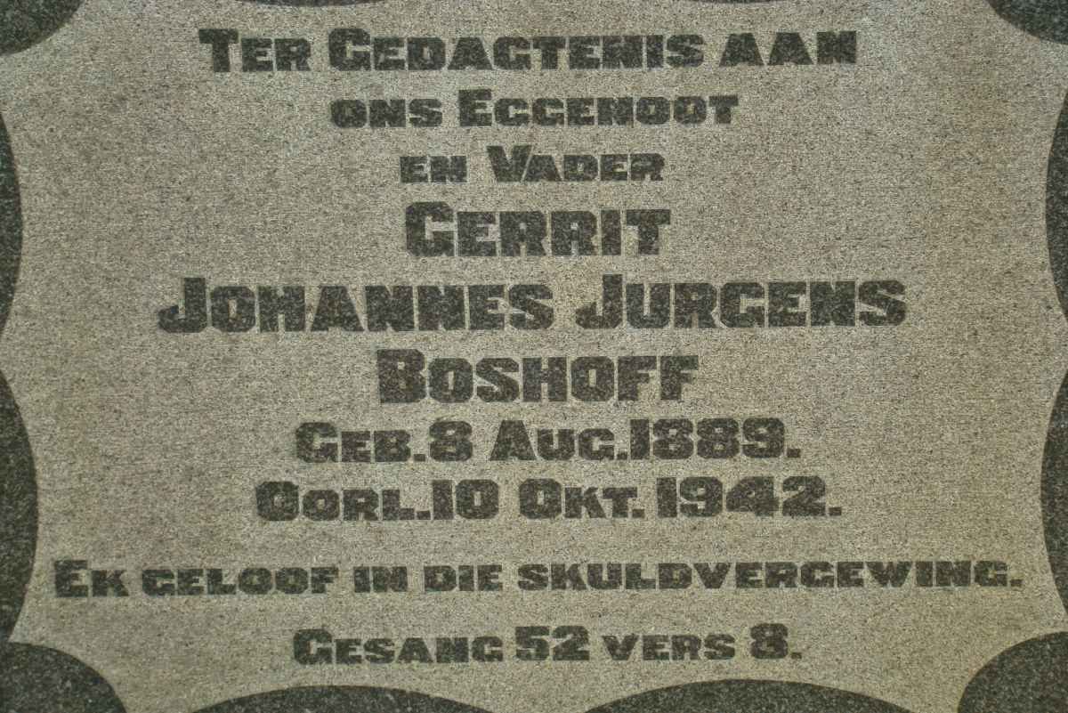 BOSHOFF Gerrit Johannes Jurgens 1889-1942