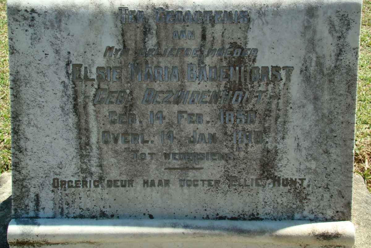 BADENHORST Elsie Maria nee BEZUIDENHOUT 1850-1919