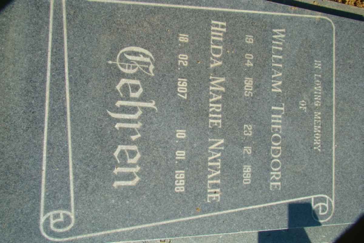 BEHREN Hilda Marie Natalie 1907-1998