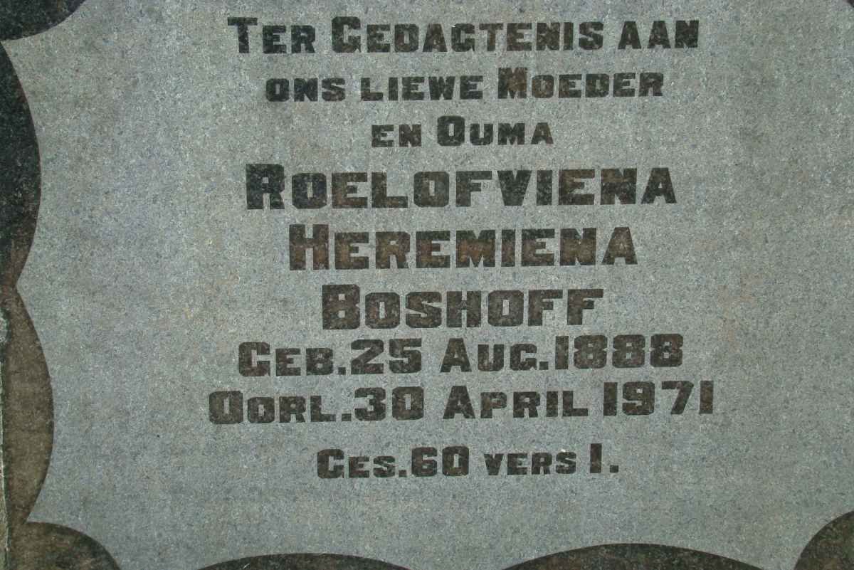 BOSHOFF Roelofviena Heremiena 1888-1971