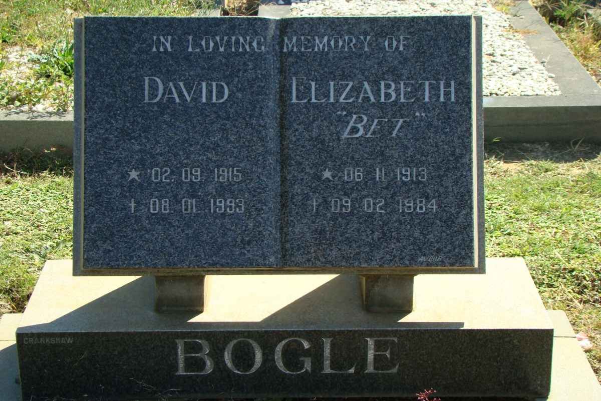 BOGLE David 1915-1993 &amp; Elizabeth 1913-1984