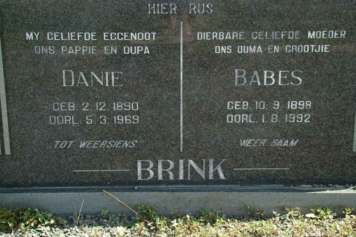 BRINK Danie 1890-1969 &amp; Babes 1898-1992