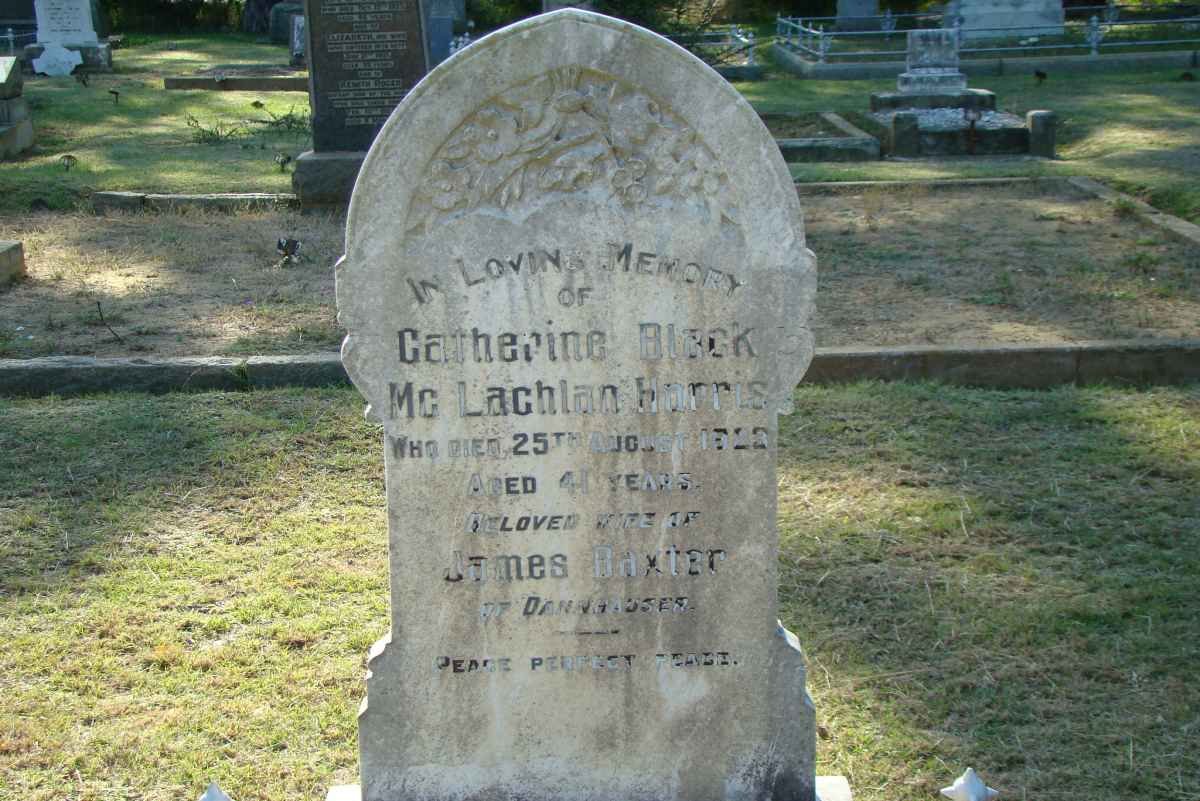 BAXTER Catherine Black McLachlan Harris -1922