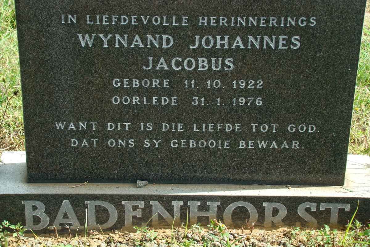 BADENHORST Wynand Johannes Jacobus 1922-1976