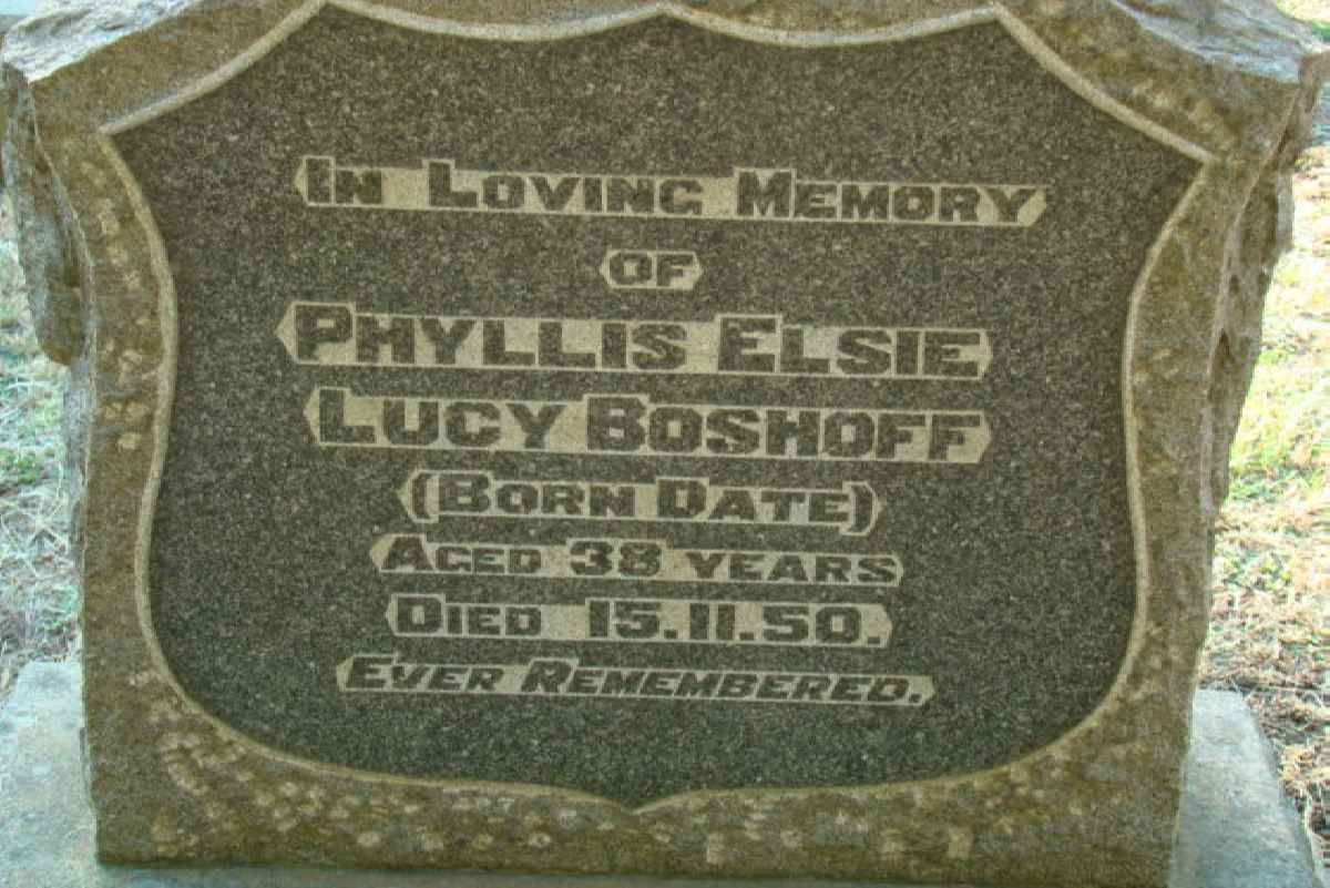 BOSHOFF Phyllis Elsie Lucy nee DATE  -1950