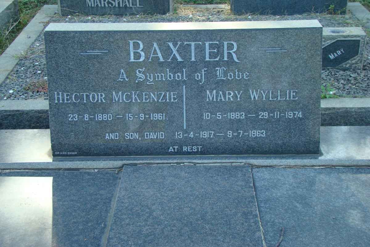 BAXTER Hector McKenzie 1880-1961 &amp; Mary Wyllie 1883-1974 :: BAXTER David 1917-1963