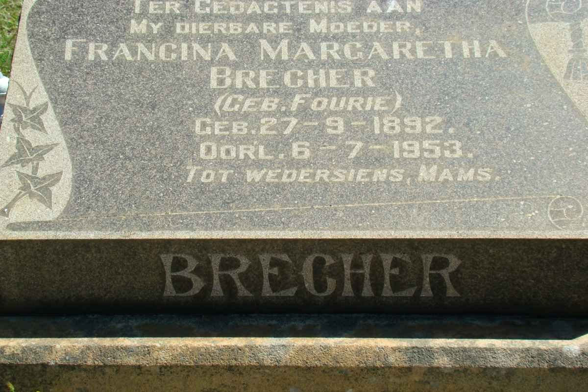 BRECHER Francina Margaretha nee FOURIE 1892-1953