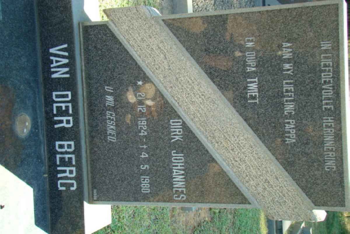 BERG Dirk Johannes, van der 1924-1980