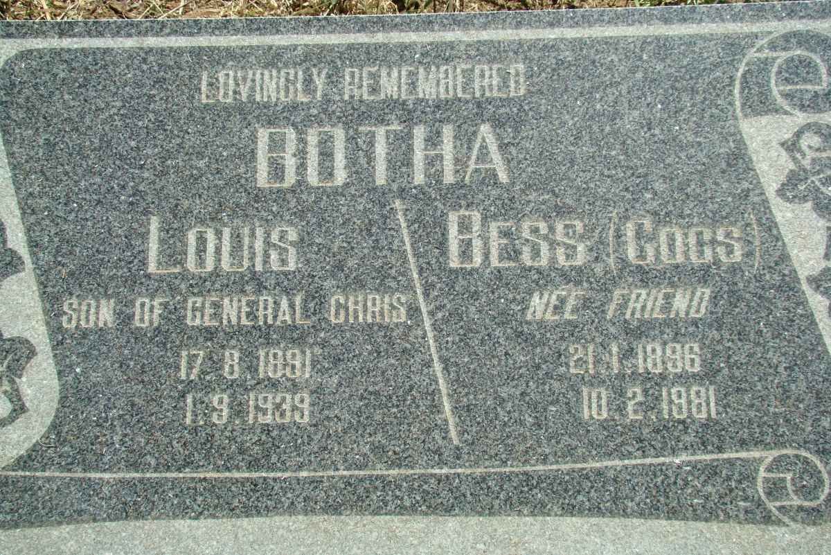 BOTHA Louis 1891-1939 &amp; Bess FRIEND 1896-1981