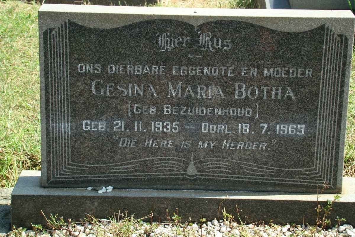 BOTHA Gesina Maria nee BEZUIDENHOUD 1935-1969