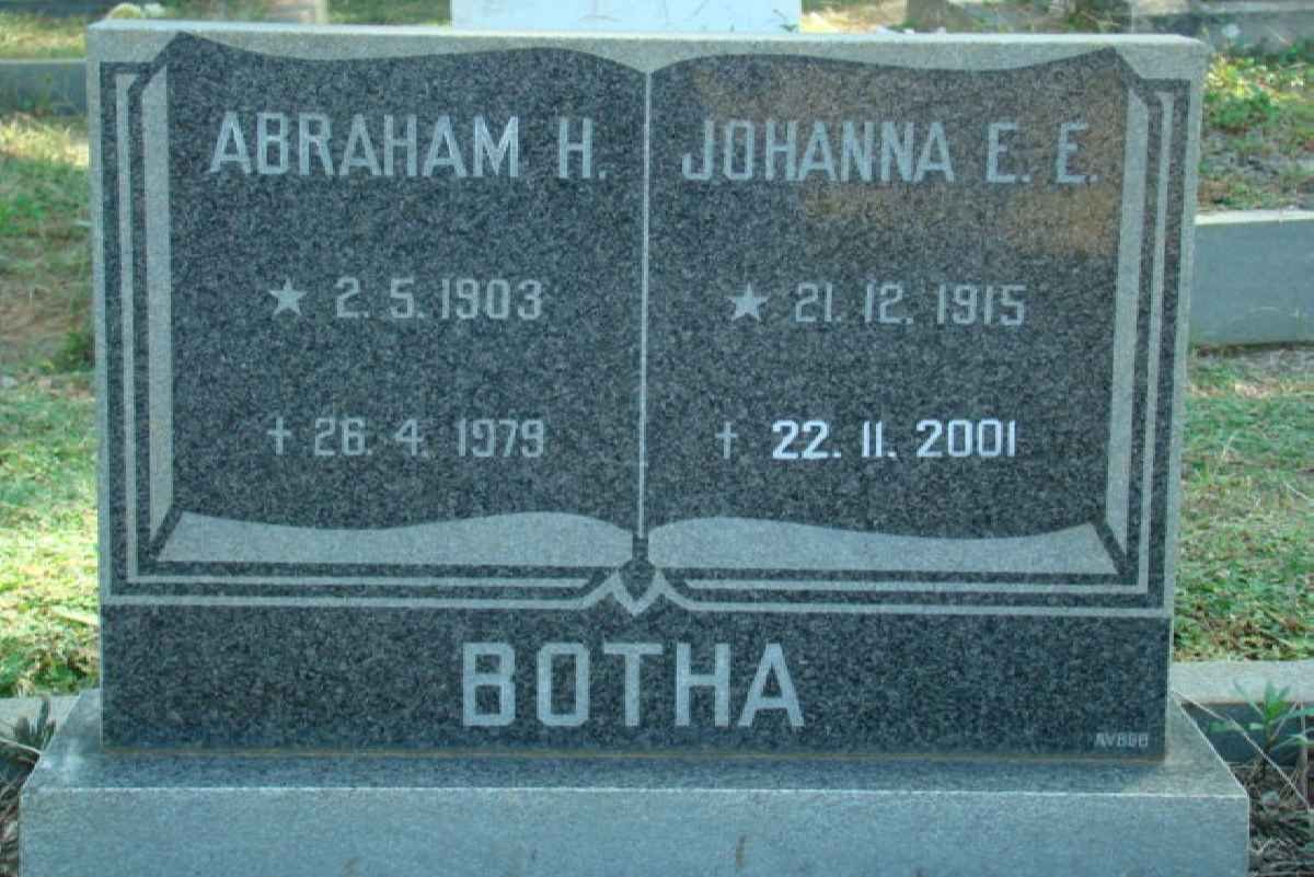 BOTHA Abraham H. 1903-1979 &amp; Johanna E.E. 1915-2001