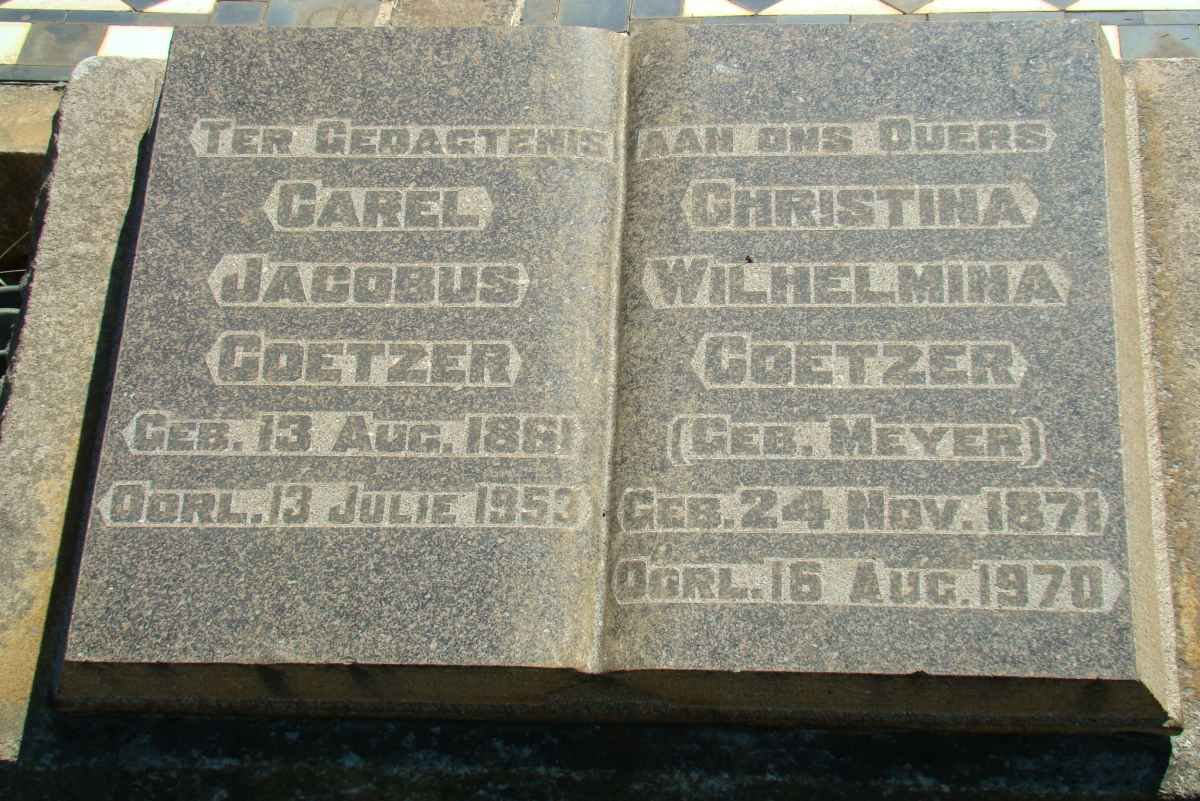 COETZER Carel Jacobus 1861-1953 &amp; Christina Wilhelmina MEYER 1871-1970