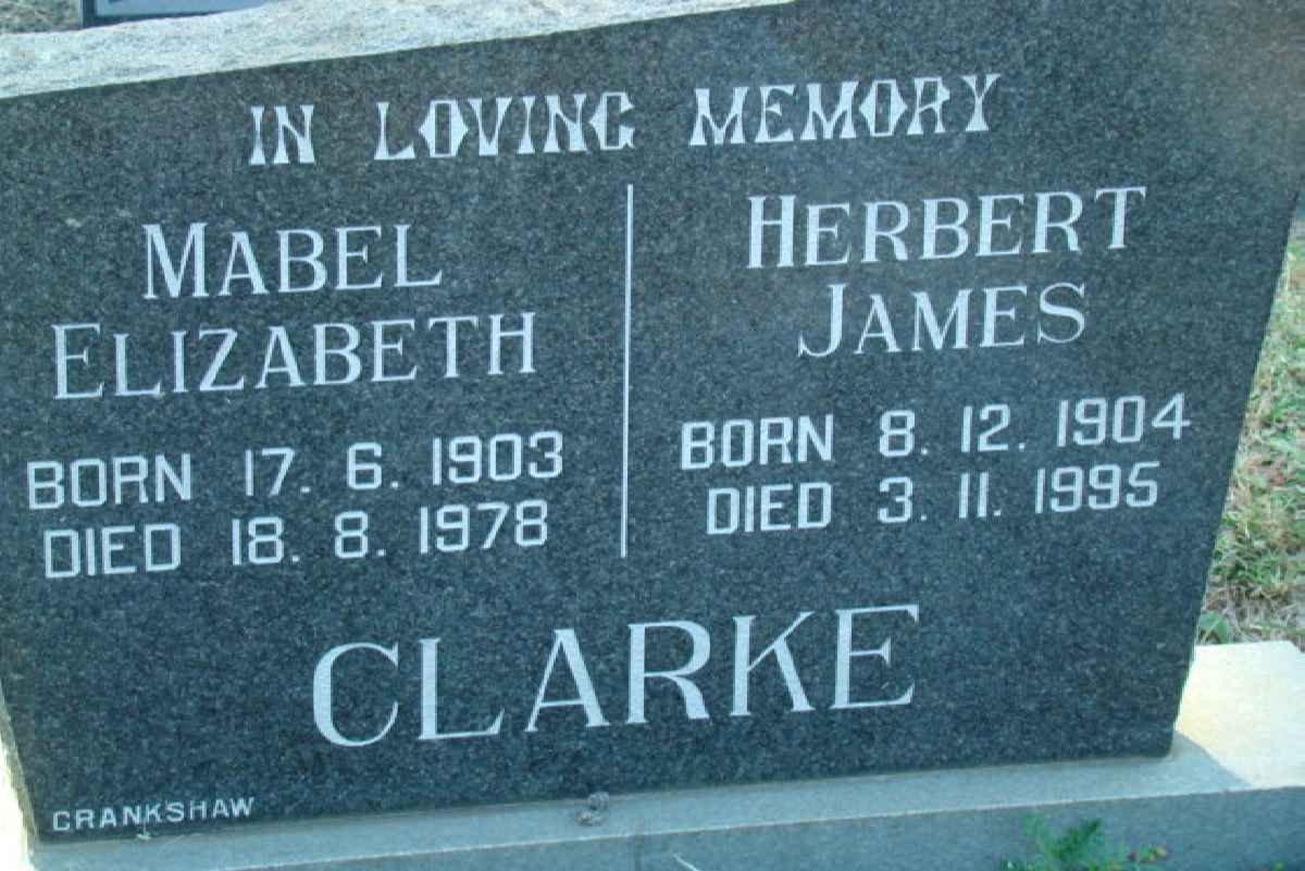 CLARKE Herbert James 1904-1995 &amp; Mabel Elizabeth 1903-1978