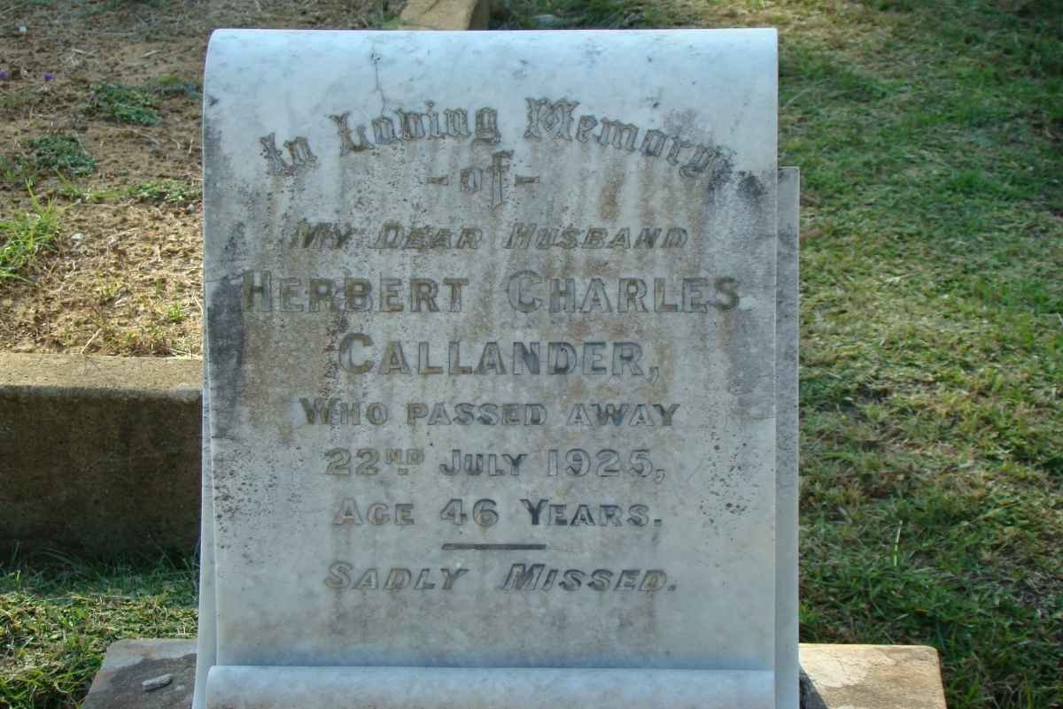 CALLANDER Herbert Charles -1925
