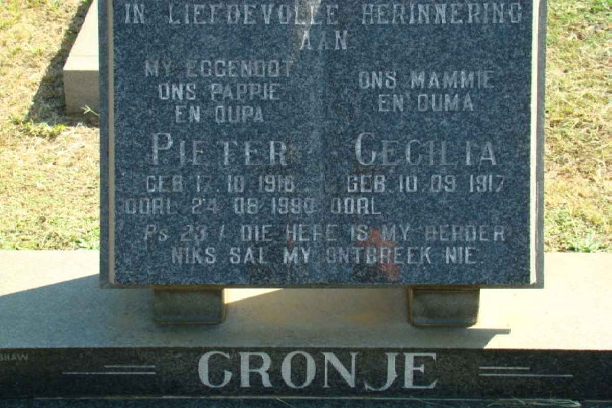 CRONJE Pieter 1918-1990 &amp; Cecilia 1917-
