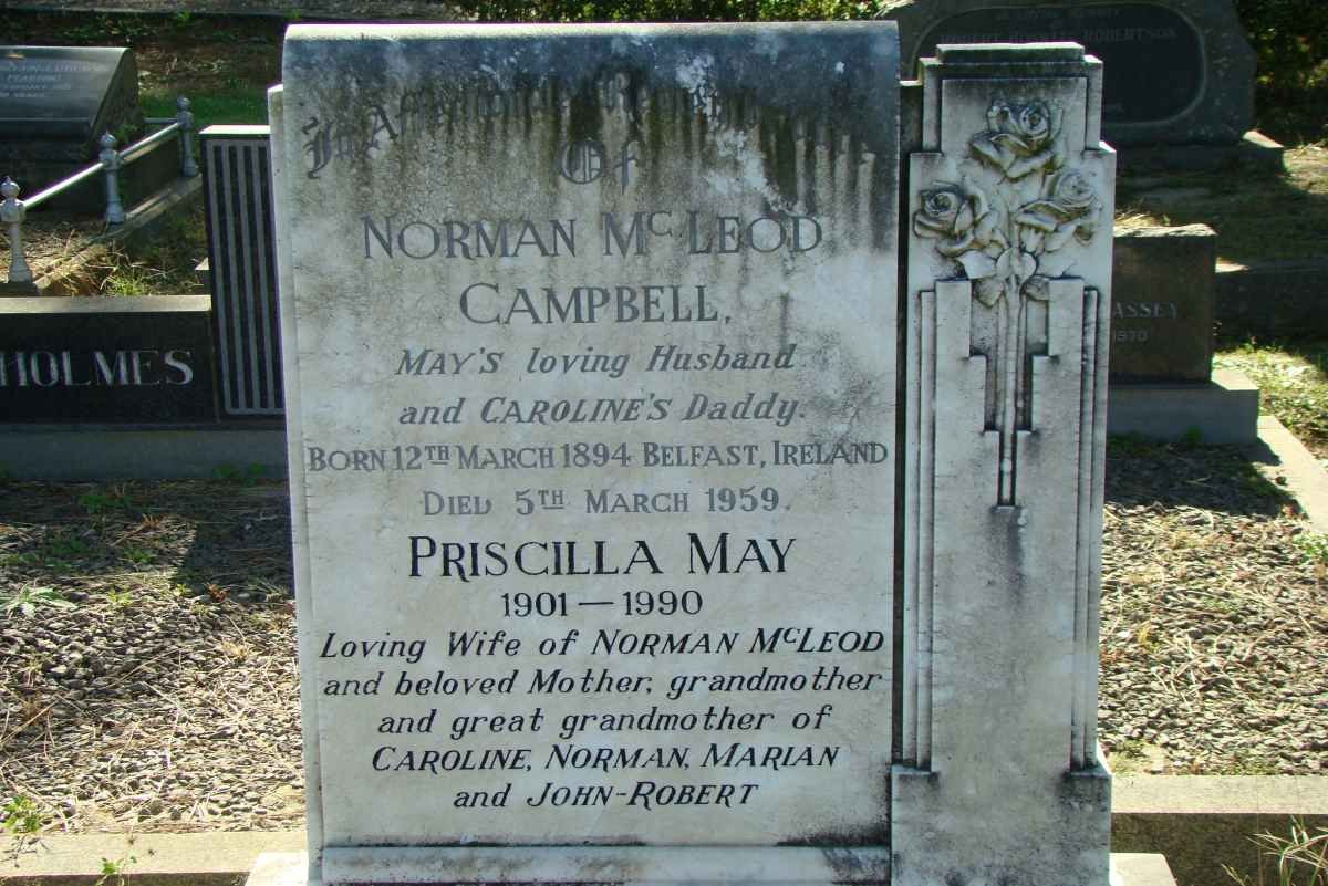 CAMPBELL Norman Mcleod -1959 &amp; Priscilla May 1901-1990
