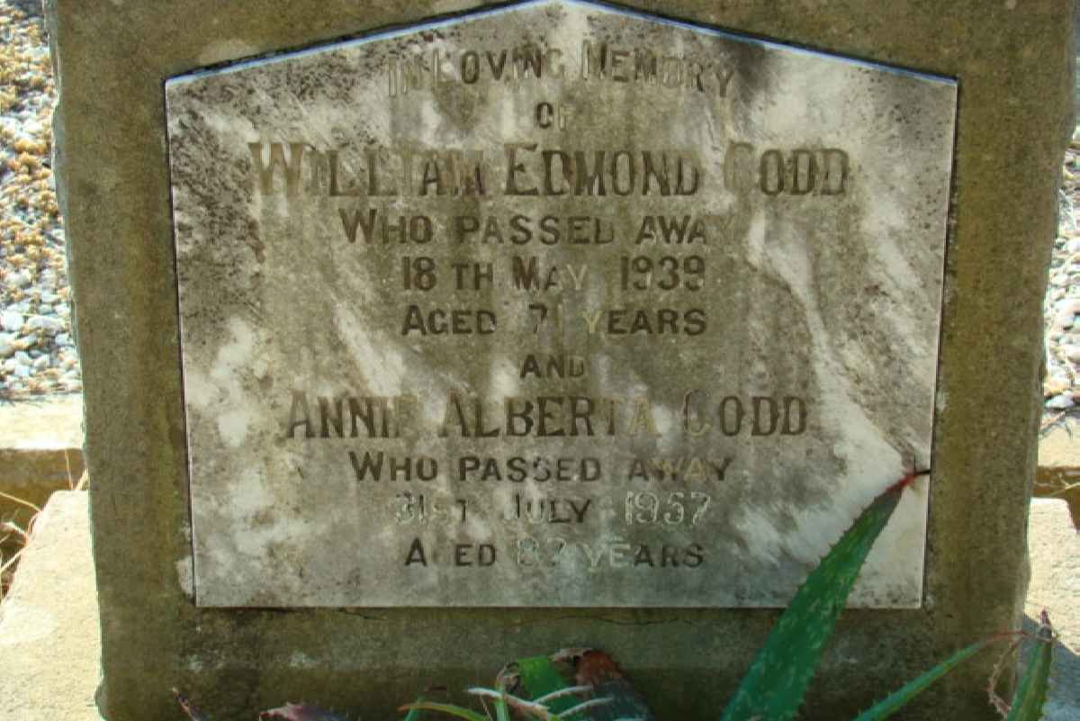 CODD William Edmond -1939 &amp; Annie Alberta -1957