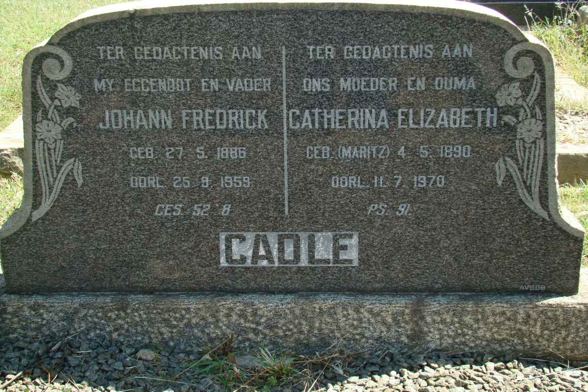CADLE Johann Fredrick 1886-1959 &amp; Catherina Elizabeth MARITZ 1890-1970