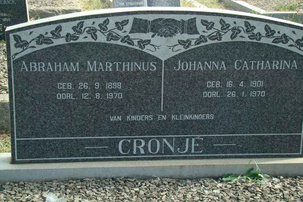 CRONJE Abraham Marthinus 1898-1970 &amp; Johanna Catharina 1900-1970