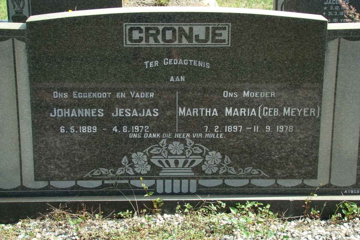 CRONJE Johannes Jesajas 1889-1972 &amp; Martha Maria MEYER 1897-1978