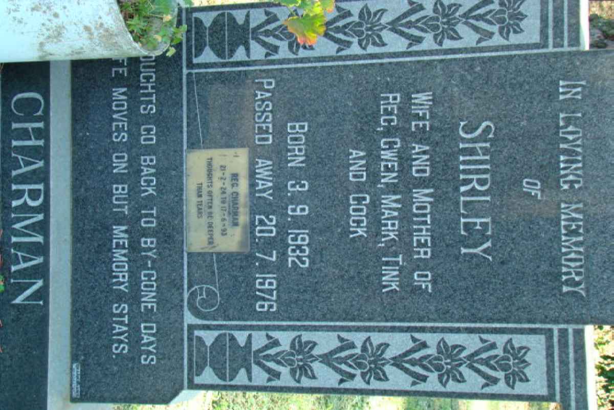 CHARMAN Reg 1924-1993 &amp; Shirley 1932-1976