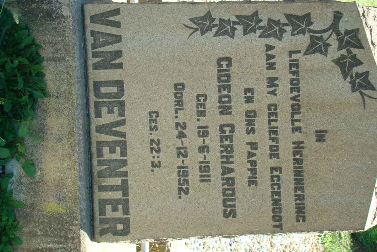 DEVENTER Gideon Gerhardus, van 1911-1952