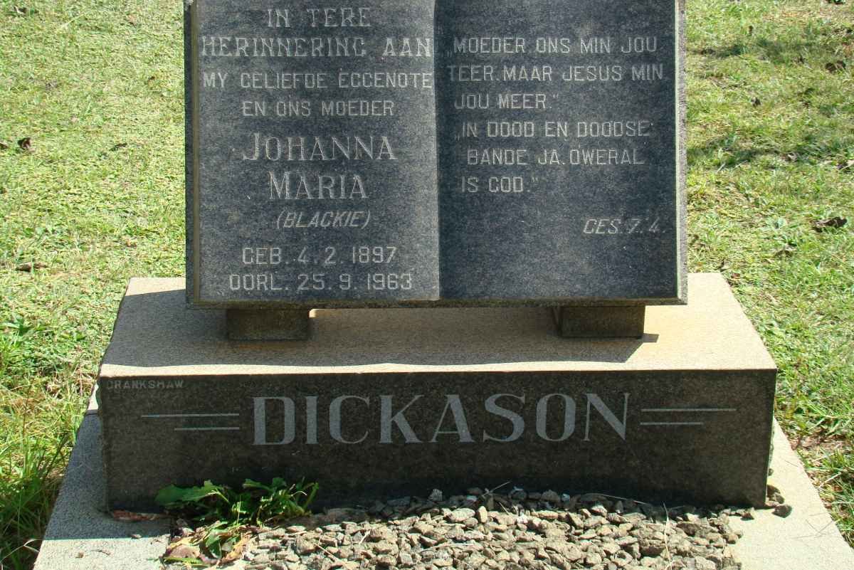 DICKASON Johanna Maria 1897-1963