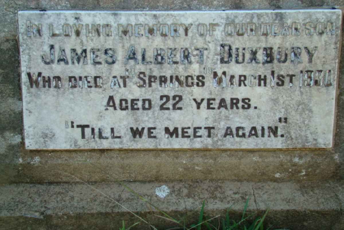 DUXBURY James Albert  -1931