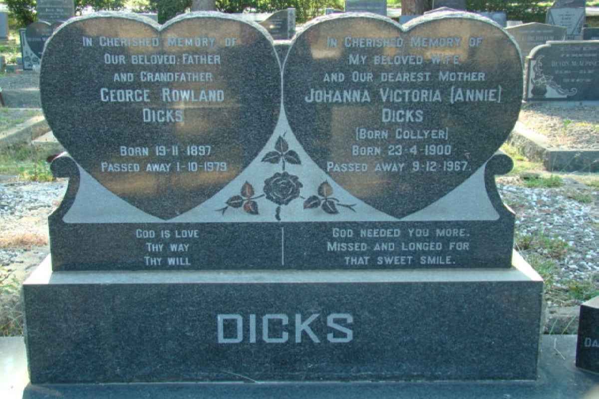 DICKS George Rowland 1897-1979 &amp; Johanna Victoria COLLYER 1900-1967