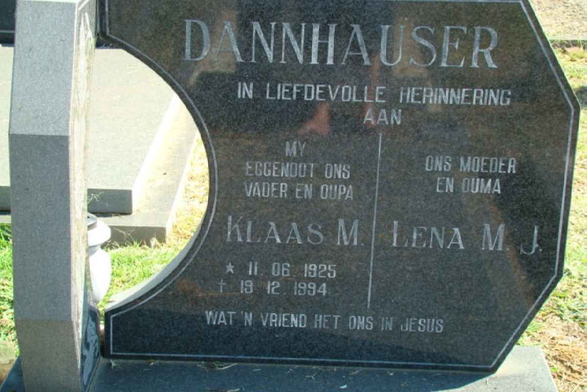 DANNHAUSER Klaas M. 1925-1994 &amp; Lena M.J.