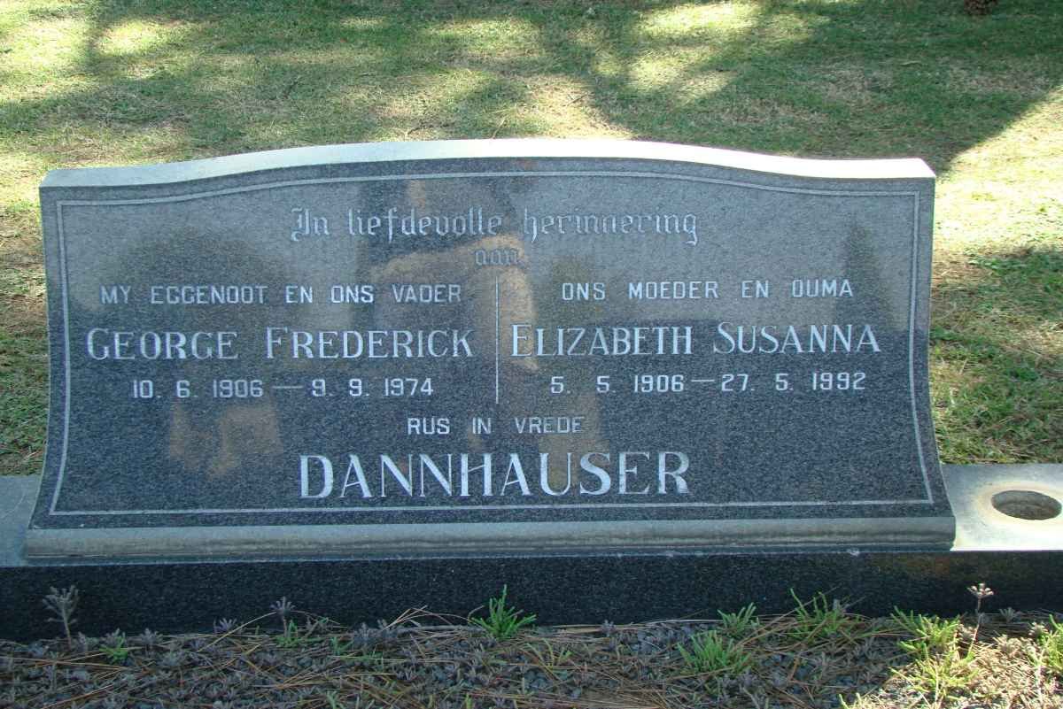 DANNHAUSER George Frederick 1906-1974 &amp; Elizabeth Susanna 1906-1992