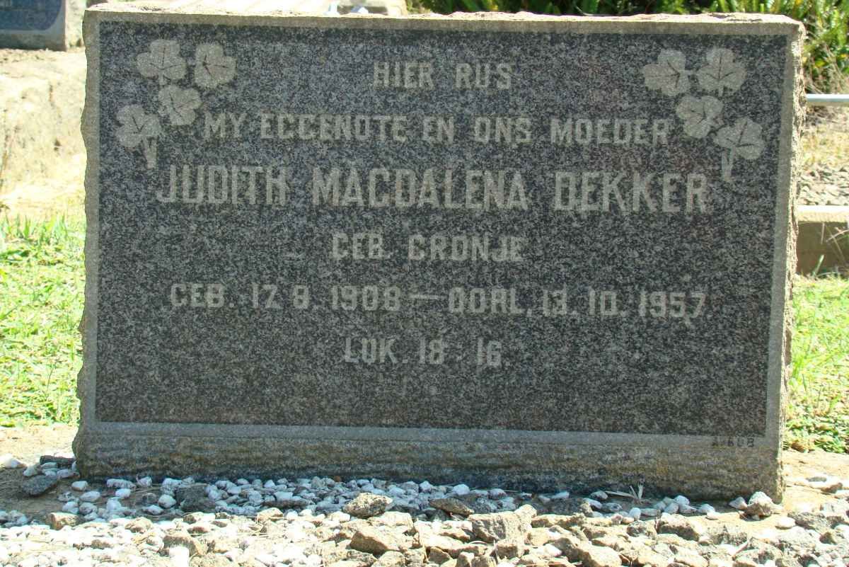 DEKKER Judith Magdalena nee CRONJE 1908-1957