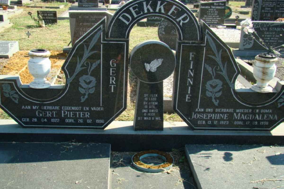 DEKKER Gert Pieter 1922-1996 &amp; Josephine Magdalena 1923-1998