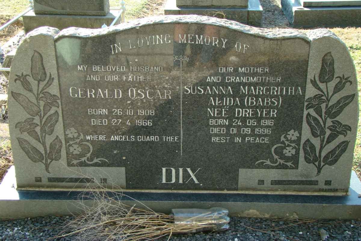 DIX Gerald Oscar 1908-1966 &amp; Susanna Margritha Alida DREYER 1916-1996